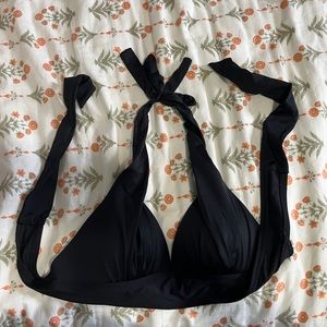Target Black ruffled bikini top with ties